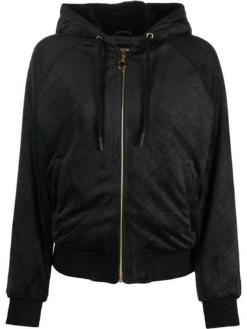 Monogram Parsons Bunny  Zip Up Hoodie Black - MOOSE KNUCKLES - BALAAN 1