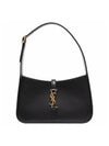 Le 5 A 7 Smooth Leather Hobo Shoulder Bag Black - SAINT LAURENT - BALAAN 1