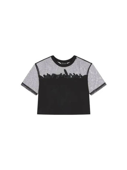 Women s mesh color scheme cropped t shirt black 270600 - ARMANI EXCHANGE - BALAAN 1