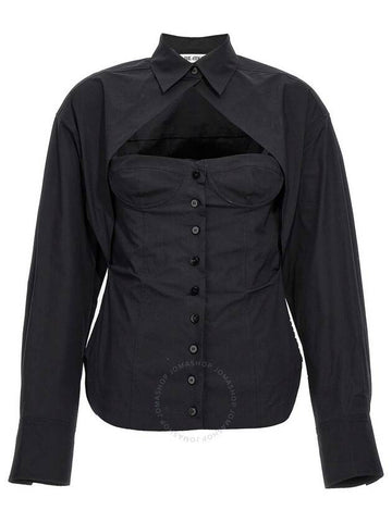 The Attico Black Bustier Cotton Shirt, Brand Size 40 (US Size 6) - THE ATTICO - BALAAN 1