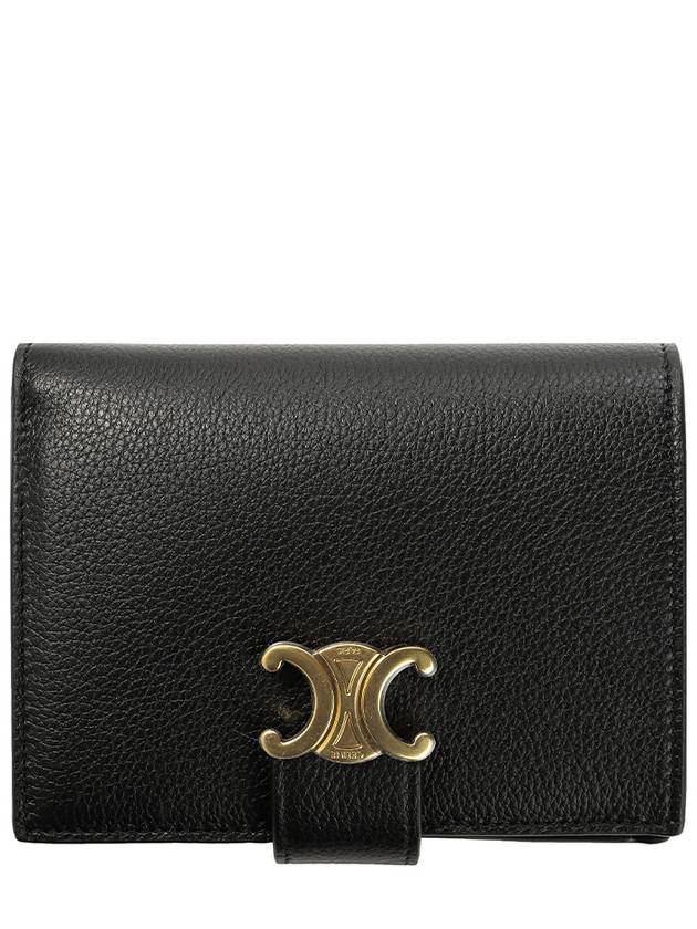 Victoire Medium Supple Grained Calfskin Half Wallet Black - CELINE - BALAAN 2