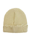 Logo Patch Fraided Edge Beanie Beige - PALM ANGELS - BALAAN.