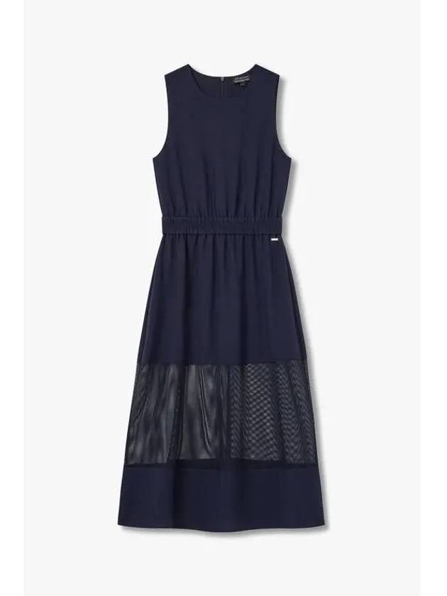 Women s Mesh Block Banding Dress Navy - ARMANI EXCHANGE - BALAAN 1