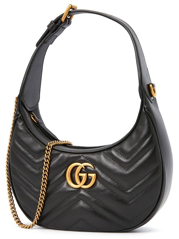 GG Marmont Half Moon Mini Bag Black - GUCCI - BALAAN 3