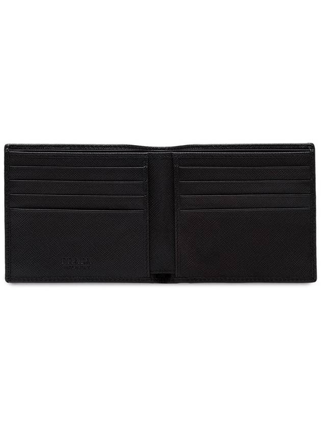 Triangle Logo Saffiano Half Wallet Black - PRADA - BALAAN 3