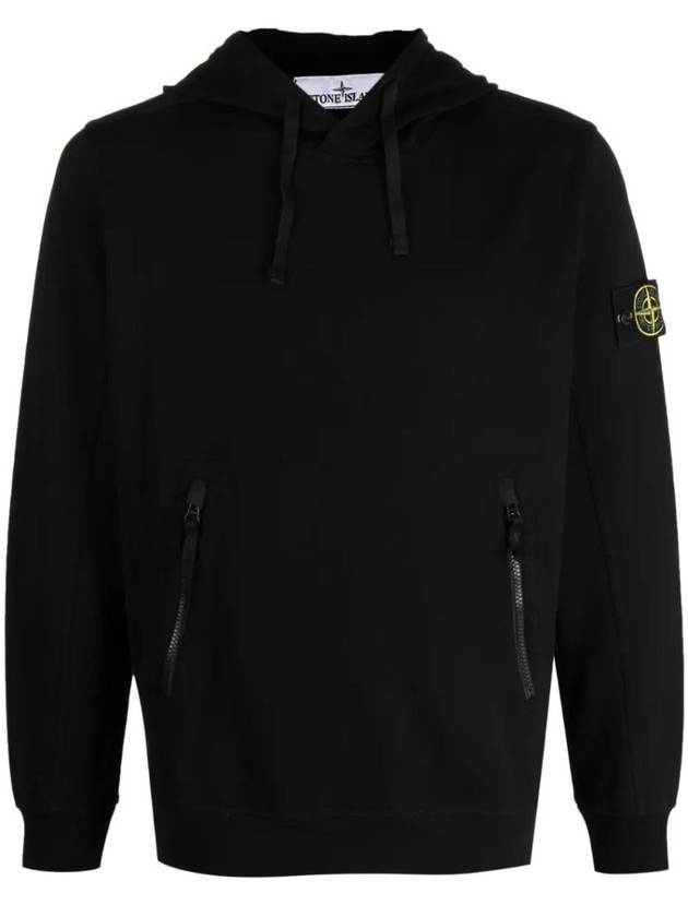 Cotton Waffen Patch Hoodie Black - STONE ISLAND - BALAAN 1