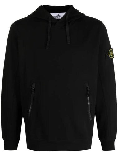 Cotton Wappen Patch Hoodie Black - STONE ISLAND - BALAAN 1