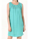 Pleated Boat Neck Sleeveless Short Dress Mint - EMPORIO ARMANI - BALAAN 1