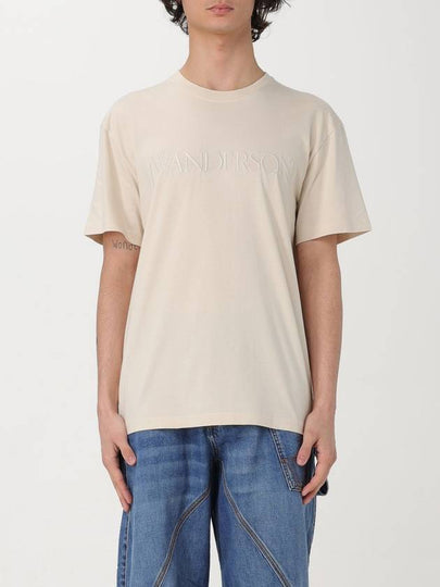 Embroidered Logo Cotton Short Sleeve T-Shirt Beige - JW ANDERSON - BALAAN 2