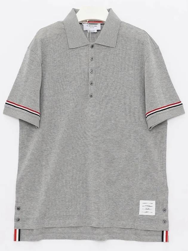 Lightweight Cotton Short Sleeve Polo Shirt Grey - THOM BROWNE - BALAAN 2