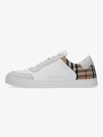 Check Leather Suede Sneakers Natural White Archive Beige - BURBERRY - BALAAN 2