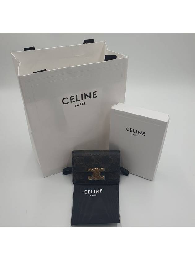 Triomphe Canvas Flap Card Holder Tan Brown - CELINE - BALAAN 2