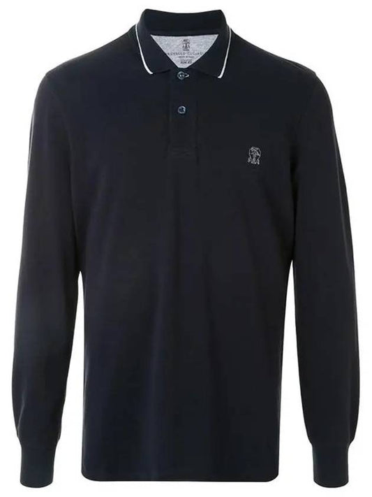 Logo Long Sleeve PK Shirt Dark Navy - BRUNELLO CUCINELLI - BALAAN.