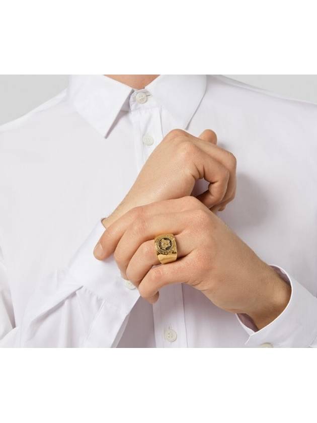 Round Enamel Medusa Ring Gold - VERSACE - BALAAN.