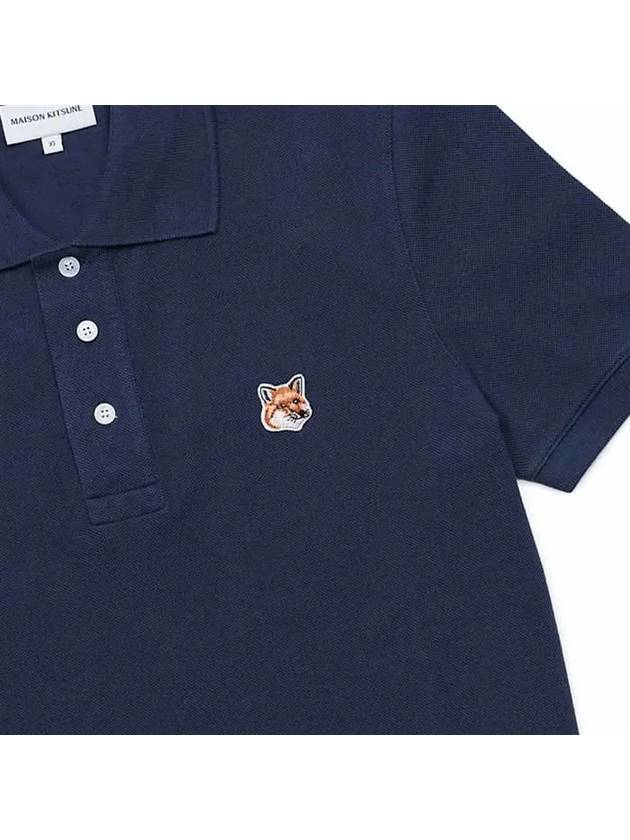 Fox Head Patch Cotton Polo Shirt Blue - MAISON KITSUNE - BALAAN 5