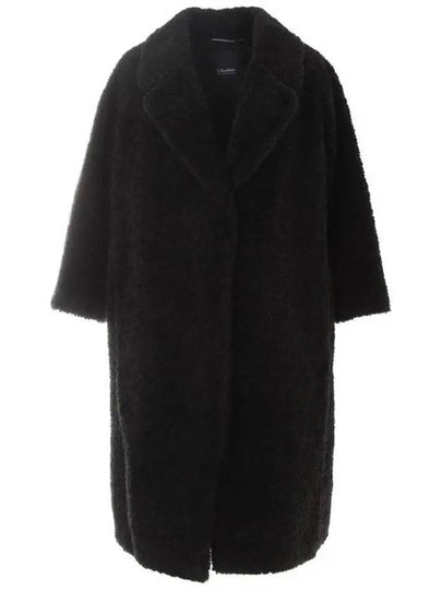 Nava Teddy Fur Coat Black - MAX MARA - BALAAN 2