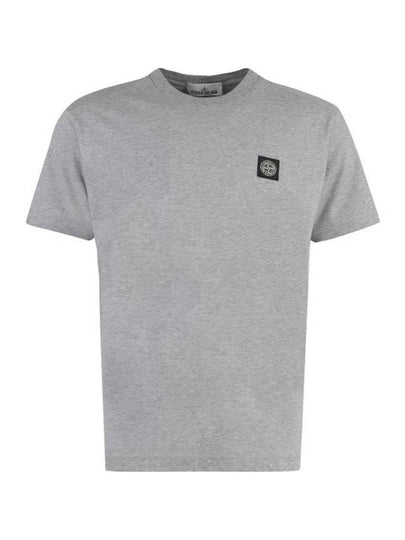 Slimfit Cotton Jersey Short Sleeve T-shirt Light Grey - STONE ISLAND - BALAAN 2