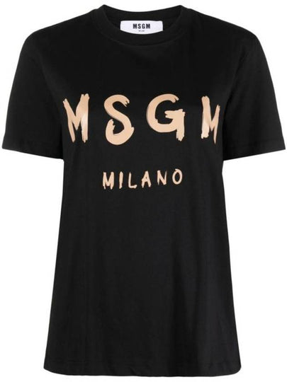 Brushed Logo Short Sleeve T-Shirt Black - MSGM - BALAAN 2