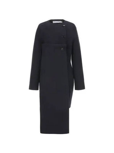 coat christian women button long navy - DIOR - BALAAN 1