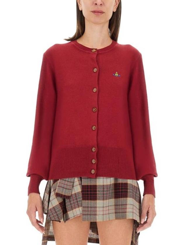 Logo Patch Cardigan Red - VIVIENNE WESTWOOD - BALAAN 2