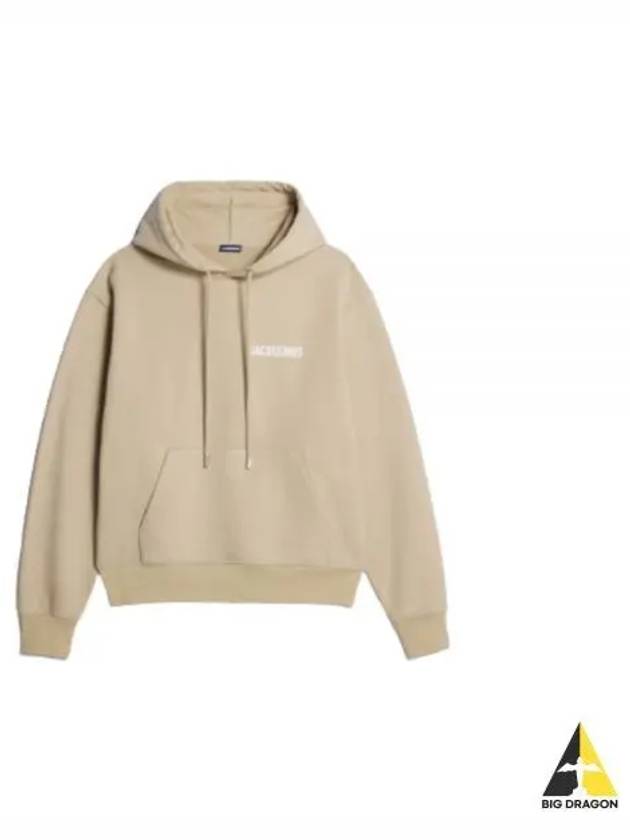 Chest Logo Print Classic Fit Cotton Hoodie Light Khaki - JACQUEMUS - BALAAN 2