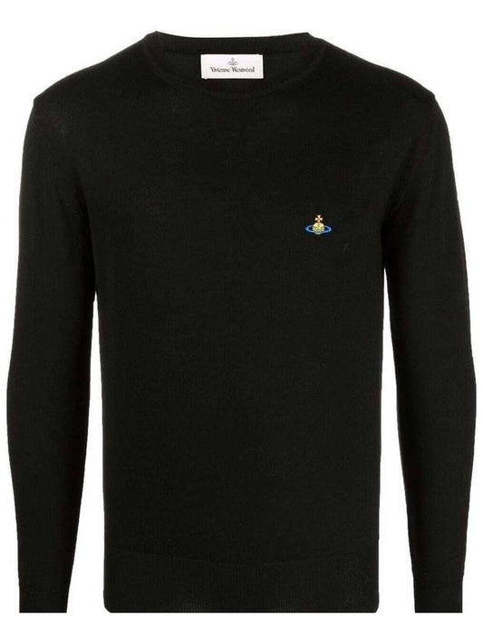 Men's ORB Embroidered Logo Bea Knit Top Black - VIVIENNE WESTWOOD - BALAAN.