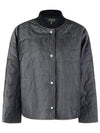 Back Logo Patch Quilted Wool Jacket Indigo - LOEWE - BALAAN 2