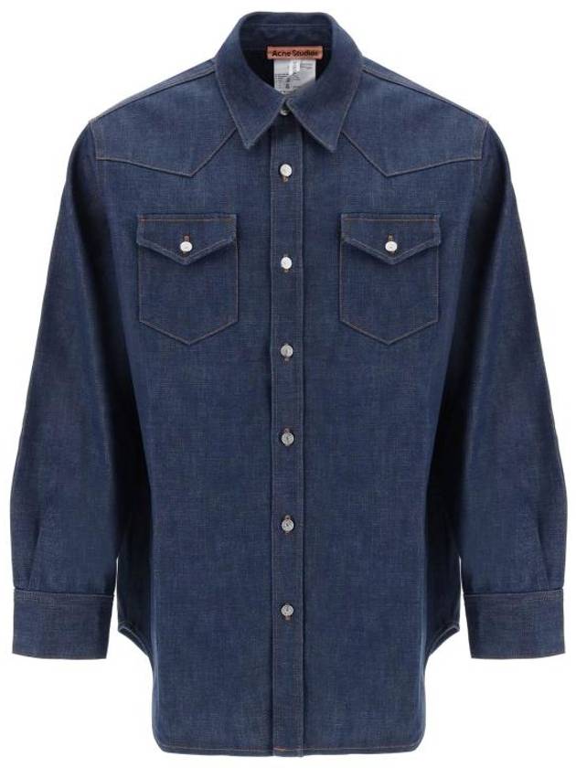 Button Up Denim Long Sleeve Shirt Blue - ACNE STUDIOS - BALAAN 2