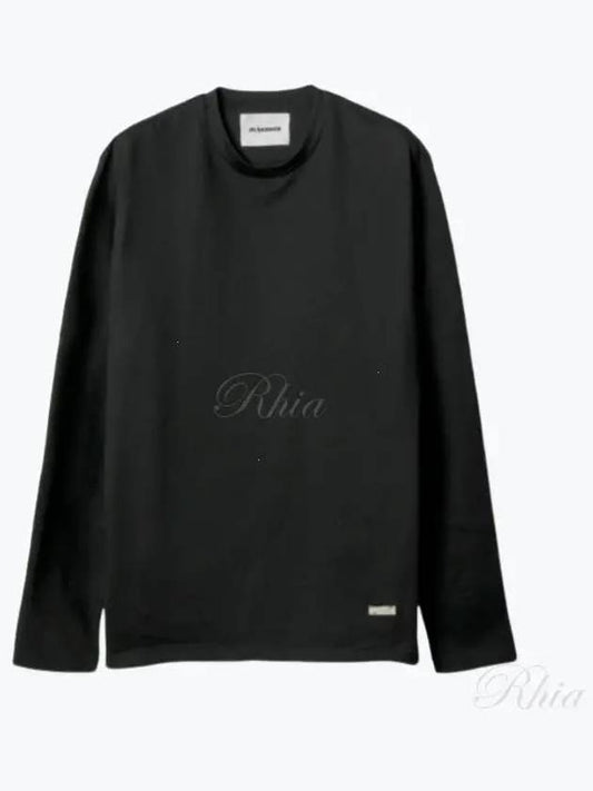 Logo Plaque Hem Long Sleeve T-Shirt Black - JIL SANDER - BALAAN 2