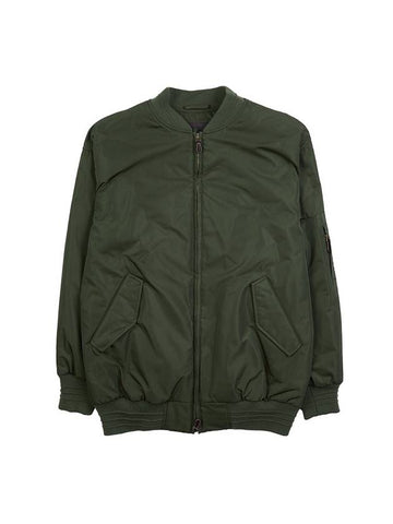 Sleeve Pocket Zipper Linen Bomber Jacket Dark Green - LORO PIANA - BALAAN 1