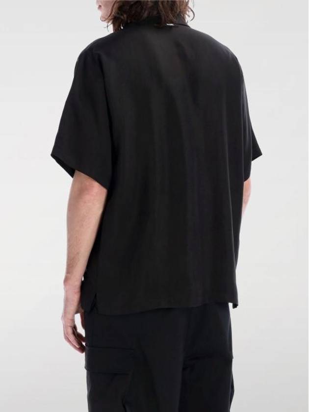 Embroidered Logo Cupro Short Sleeve Shirt Black - MSGM - BALAAN 3