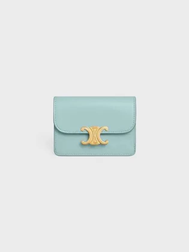 Triomphe Shiny Calfskin Flap Card Holder Pool - CELINE - BALAAN 2