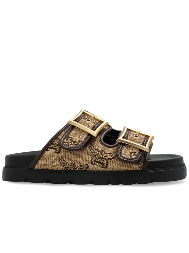 MCM Slides With Visetos Pattern, Women's, Beige - MCM - BALAAN 1