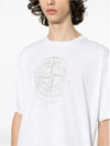 Men's Logo Print Crew Neck Short Sleeve T-Shirt White - STONE ISLAND - BALAAN 5