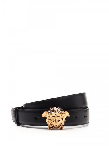 Medusa Buckle Leather Belt Black - VERSACE - BALAAN 1