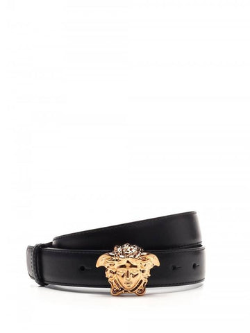 Medusa Buckle Leather Belt Black - VERSACE - BALAAN 1