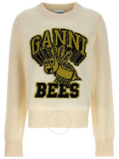 Women's Logo Intarsia Knit Top Off White - GANNI - BALAAN 2