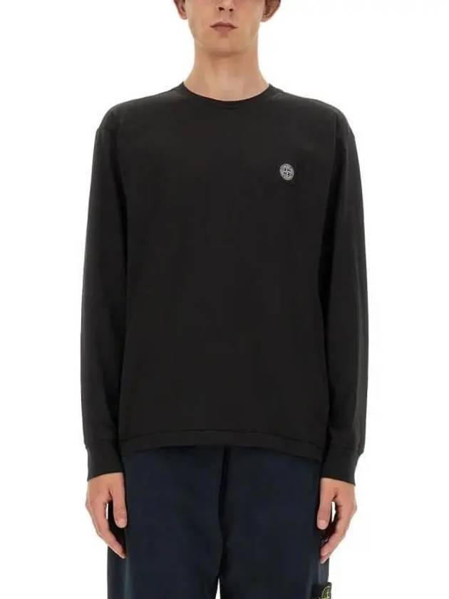 Chest Patch Long Sleeve T-Shirt Black - STONE ISLAND - BALAAN 3