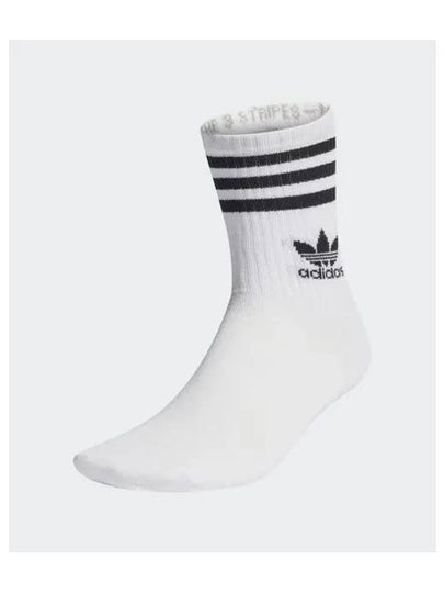 Logo Mid Cut Crew Socks 3 Pairs White - ADIDAS - BALAAN 2