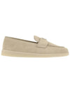 Triangle Logo Suede Loafers Beige - PRADA - BALAAN 3