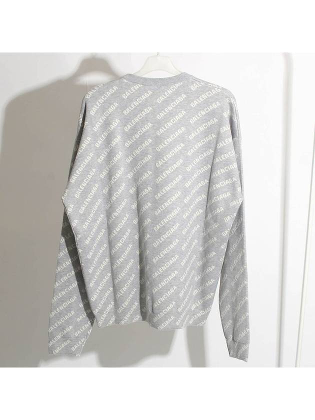 Wool Over Logo Pattern Knit Sweatshirt Grey - BALENCIAGA - BALAAN 3