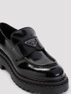 Chocolate Brushed Leather Heeled Loafers Black - PRADA - BALAAN 3