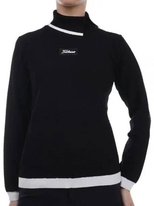 Stretch Herringbone High Neck Sweater TKPWK731J BK Women s - TITLEIST - BALAAN 1