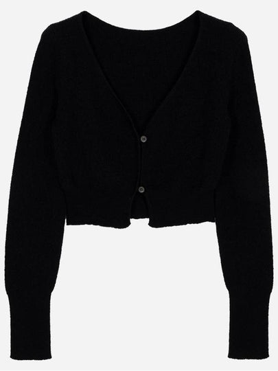 Le Alzou Cropped Mohair Cardigan Black - JACQUEMUS - BALAAN 2