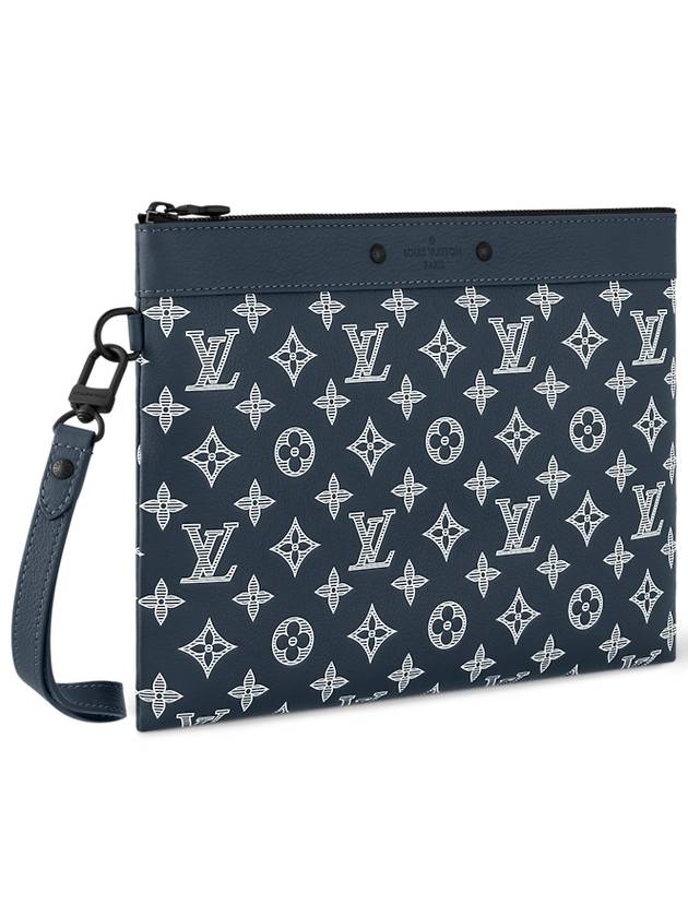 Men's Pochette To Go Monogram Shadow Leather Pouch Bag Ink Blue - LOUIS VUITTON - BALAAN 3