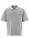 RWB Pocket Interlock Cotton Short Sleeve Polo Shirt Grey - THOM BROWNE - BALAAN 2