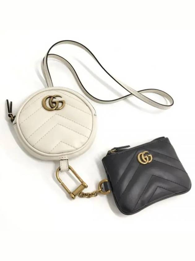 GG Marmont Coin Wallet Keyholder Set Black White - GUCCI - BALAAN 2