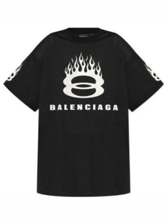 Logo print crew neck short sleeve t shirt black - BALENCIAGA - BALAAN 2