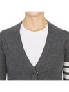 4-Bar V-Neck Cashmere Cardigan Grey - THOM BROWNE - BALAAN 8