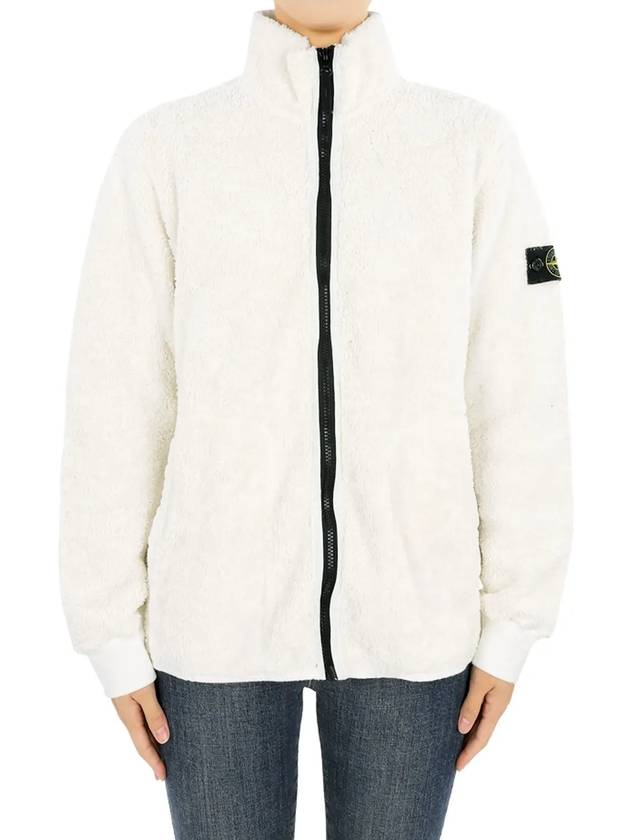 Kids Garment Dyed Cotton Polyester Terry Zip Up Jacket White - STONE ISLAND - BALAAN 4